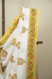 White HBP Cotton Saree - SRWCS3730