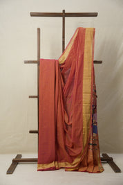 Orange Pink Cotton Paithani Saree - SROPCPS682
