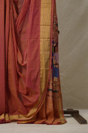 Orange Pink Cotton Paithani Saree - SROPCPS682