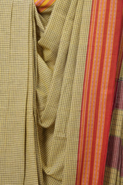 Yellow Big Checks Cotton Patteda Anchu Saree - SRYPAS252