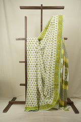 White HBP Cotton Saree - SRWCS3725