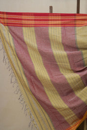 Yellow Big Checks Cotton Patteda Anchu Saree - SRYPAS252