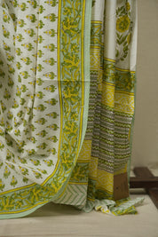 White HBP Cotton Saree - SRWCS3725