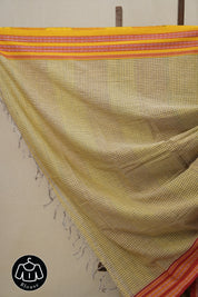 Yellow Big Checks Cotton Patteda Anchu Saree - SRYPAS252