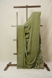 Olive Green HBP Cotton Saree - SROGCS3228