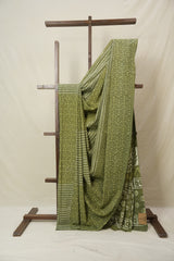 Olive Green HBP Cotton Saree - SROGCS3228