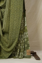 Olive Green HBP Cotton Saree - SROGCS3228