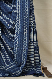 Indigo Blue HBP Cotton Saree - SRIBCS2964