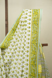 White HBP Cotton Saree - SRWCS3725
