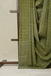 Olive Green HBP Cotton Saree - SROGCS3228