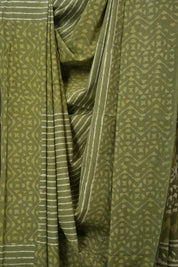 Olive Green HBP Cotton Saree - SROGCS3228