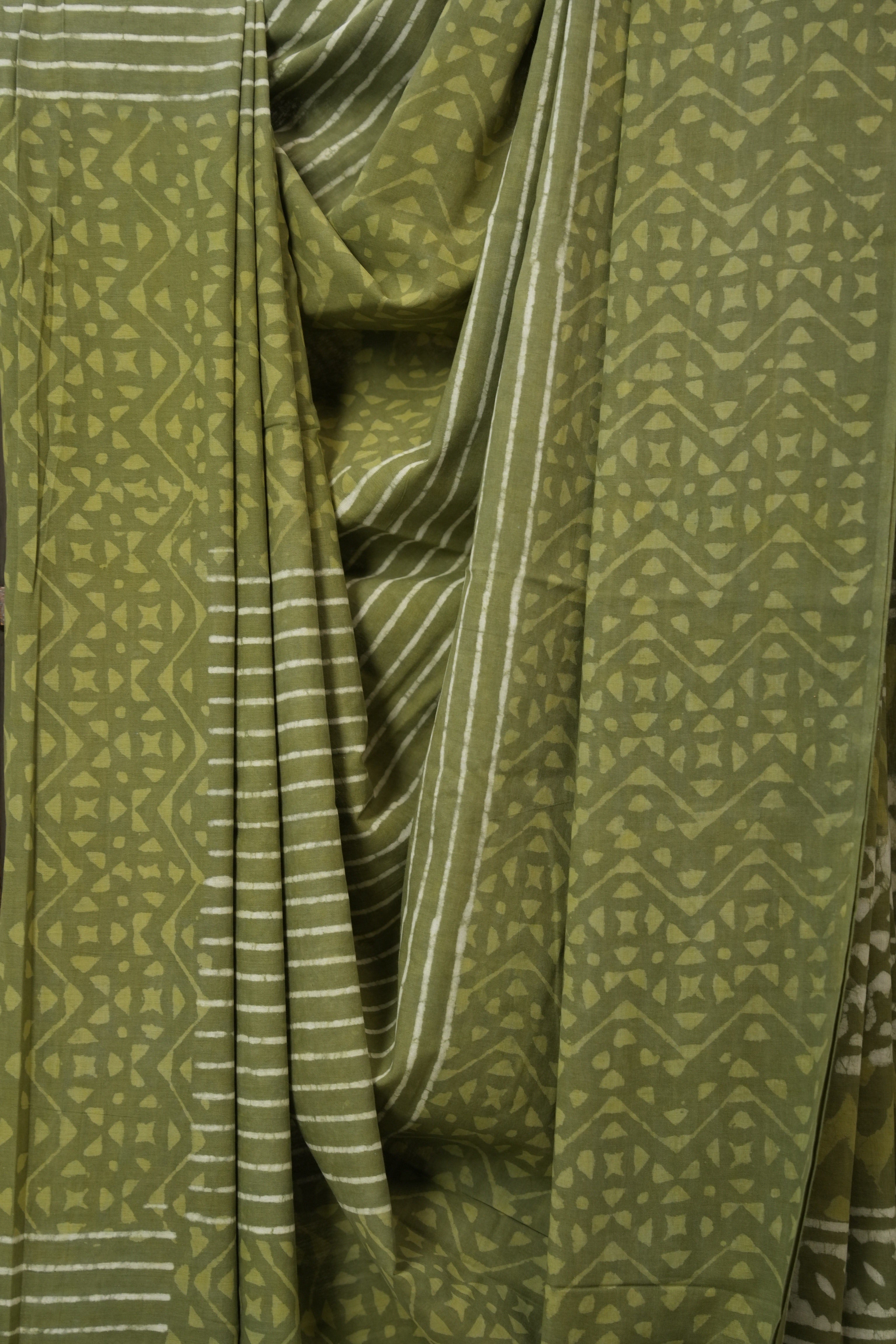 Olive Green HBP Cotton Saree - SROGCS3228