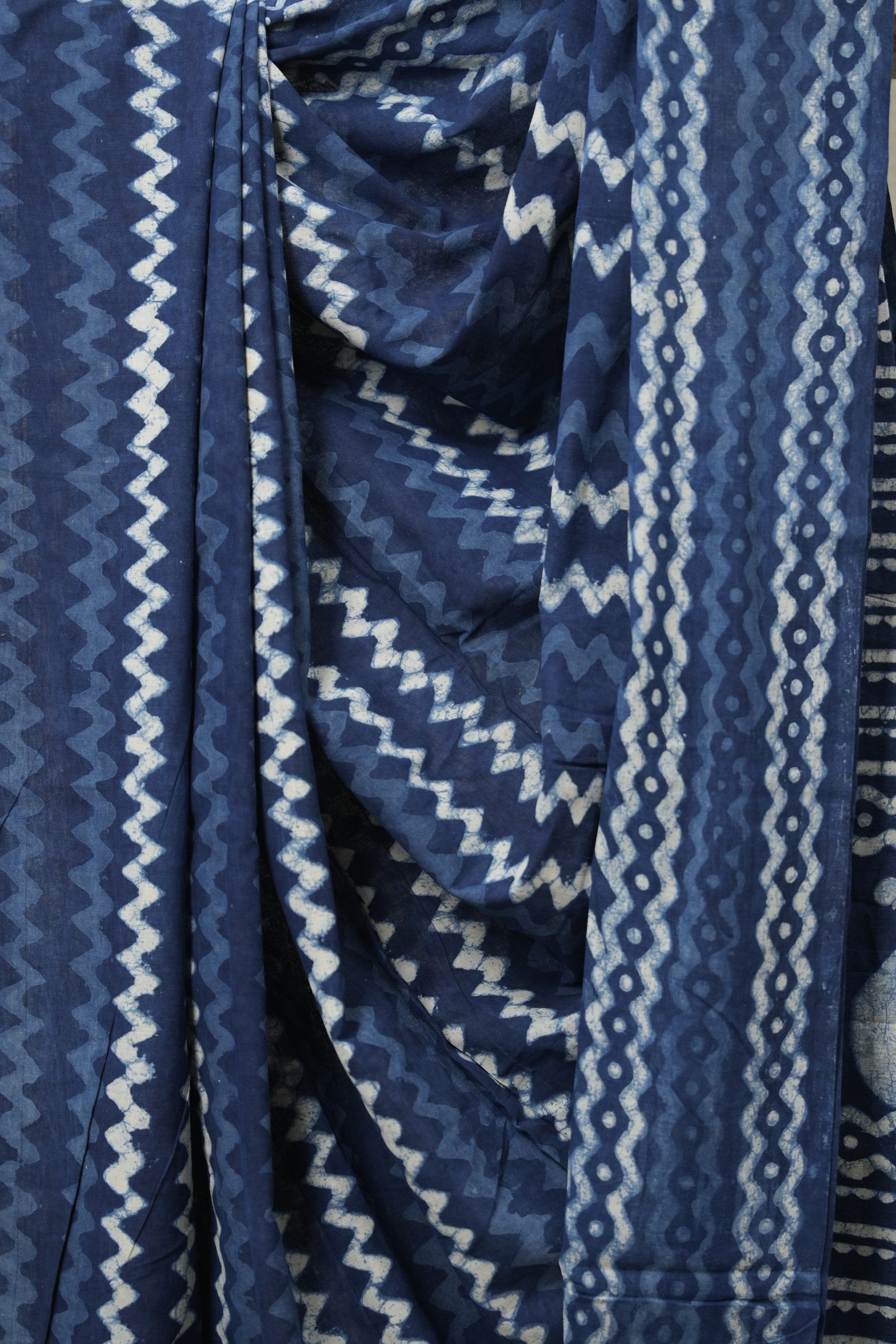 Indigo Blue HBP Cotton Saree - SRIBCS2964