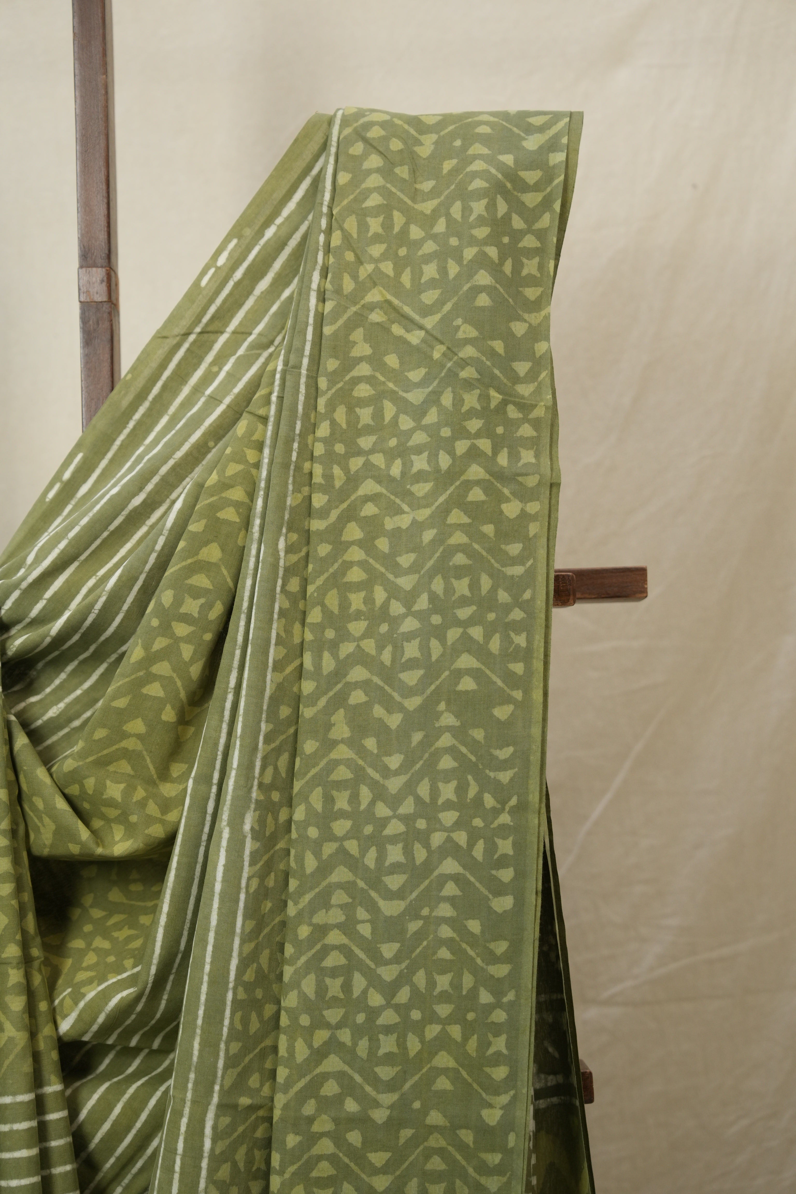 Olive Green HBP Cotton Saree - SROGCS3228