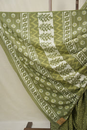 Olive Green HBP Cotton Saree - SROGCS3228