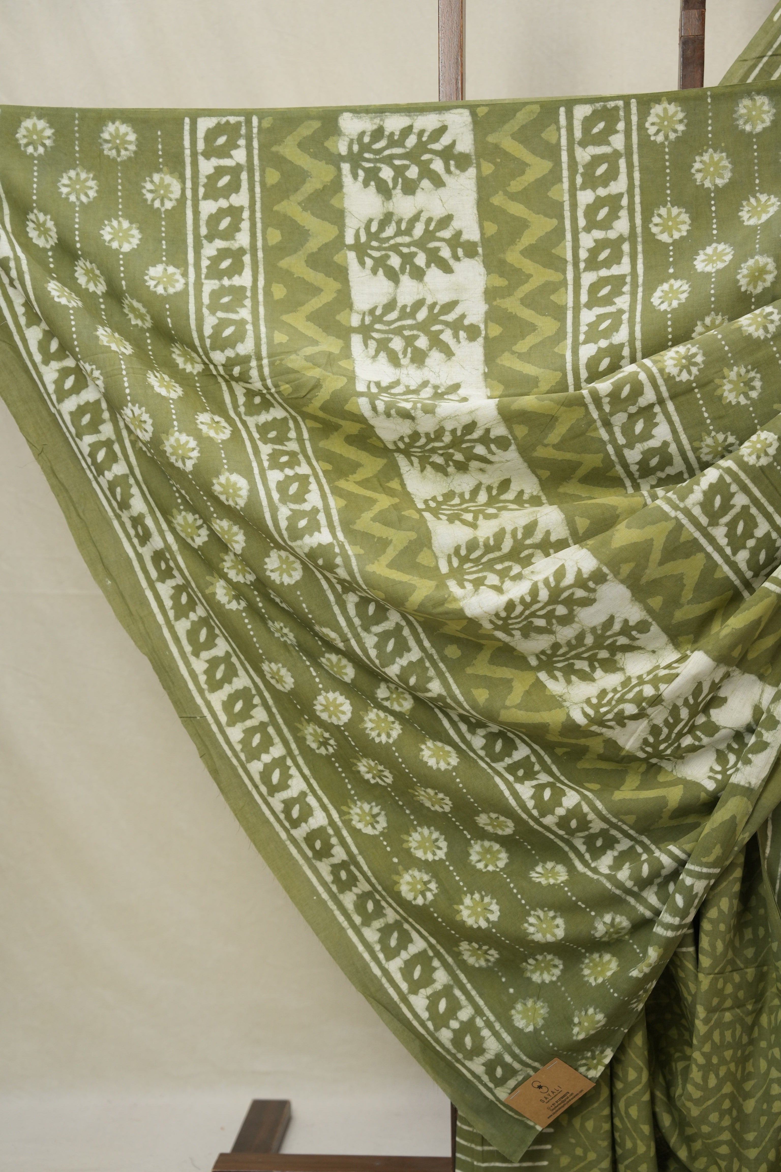 Olive Green HBP Cotton Saree - SROGCS3228