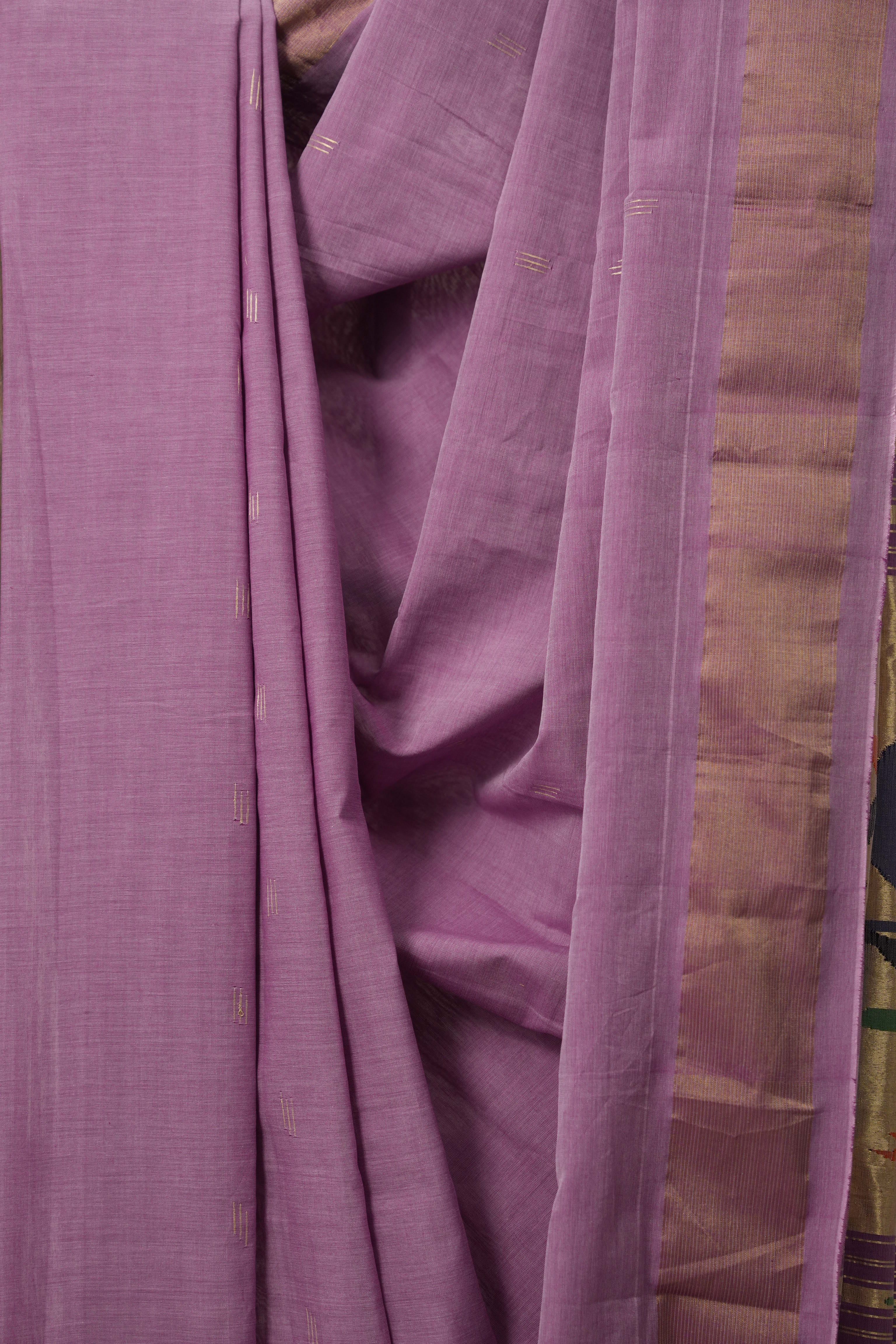 Lilac Cotton Paithani Saree - SRLCPS684