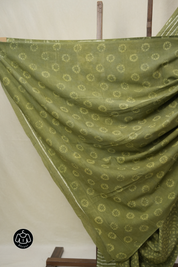Olive Green HBP Cotton Saree - SROGCS3228