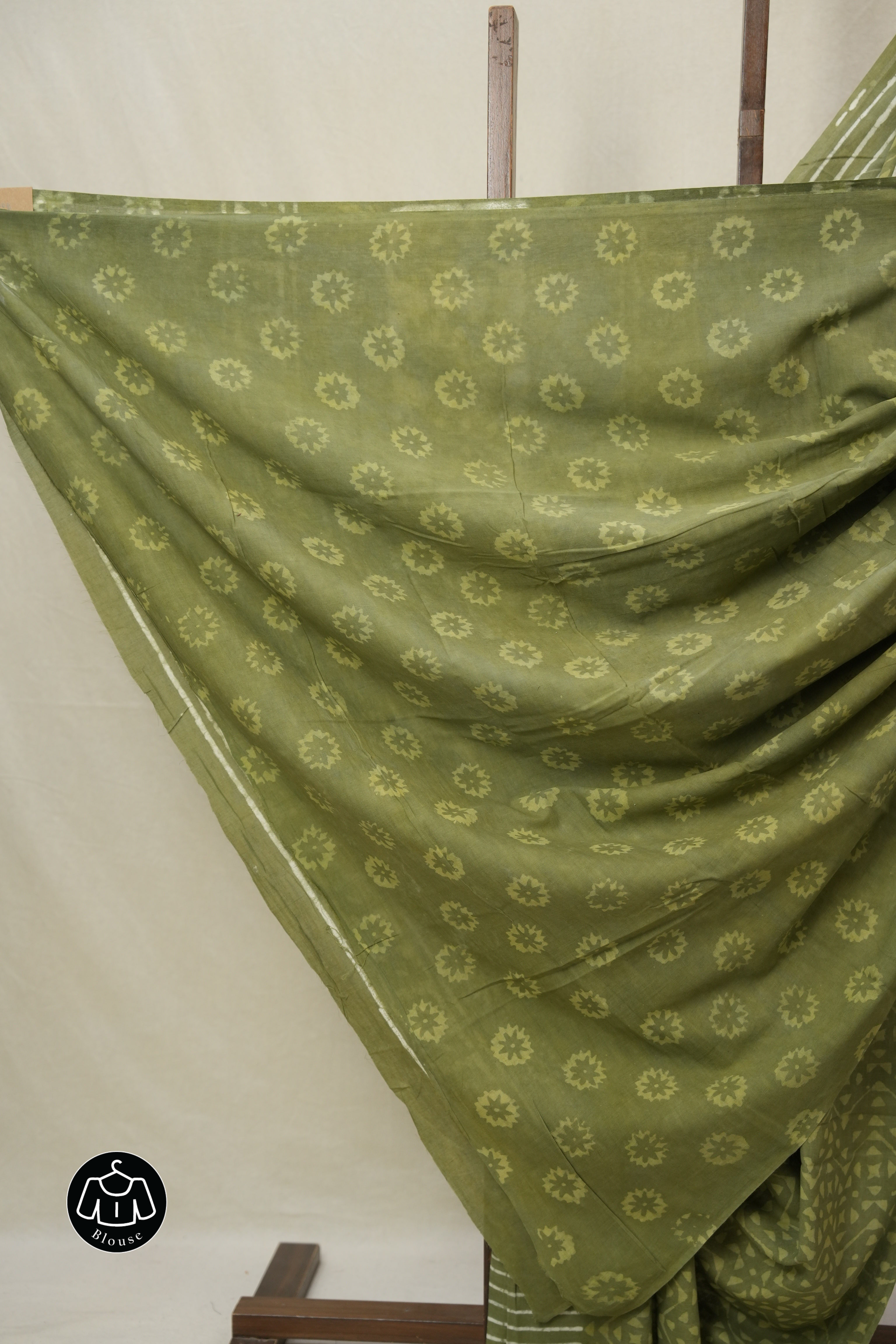 Olive Green HBP Cotton Saree - SROGCS3228