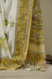 White HBP Cotton Saree - SRWCS3729
