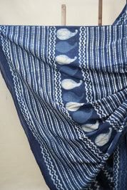 Indigo Blue HBP Cotton Saree - SRIBCS2964