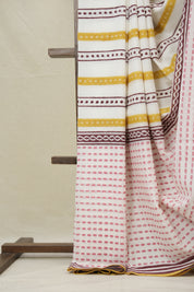 White HBP Cotton Saree - SRWCS3227