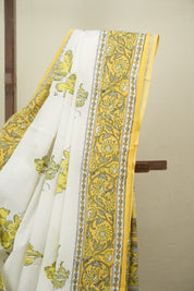 White HBP Cotton Saree - SRWCS3729