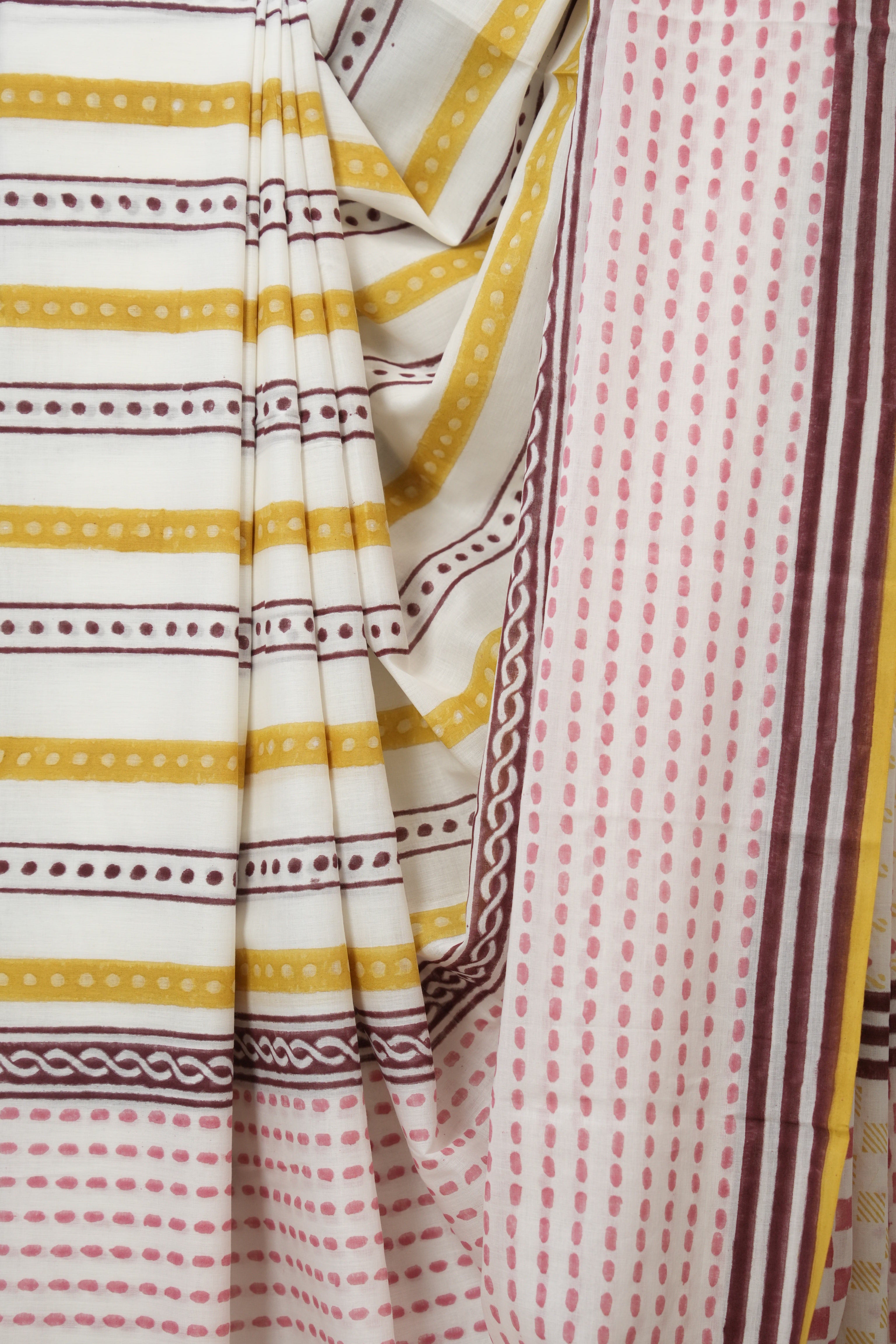 White HBP Cotton Saree - SRWCS3227