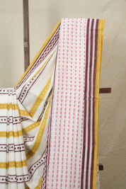 White HBP Cotton Saree - SRWCS3227