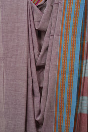 Mauve Plain Cotton Patteda Anchu Saree - SRMPAS291