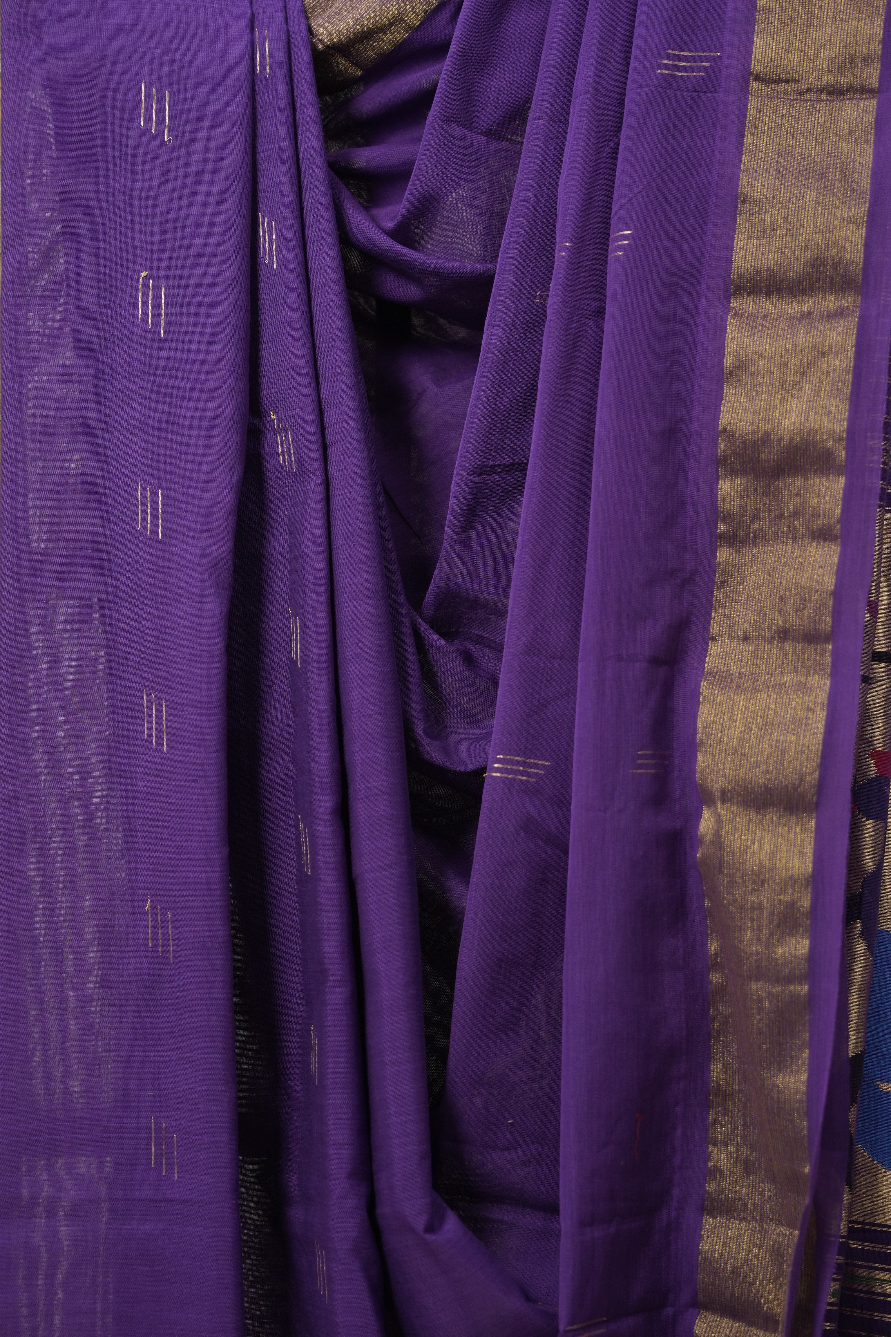 Violet Cotton Paithani Saree - SRVCPS685