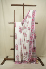 White HBP Cotton Saree - SRWCS3724