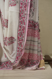 White HBP Cotton Saree - SRWCS3724