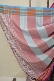 Mauve Plain Cotton Patteda Anchu Saree - SRMPAS291