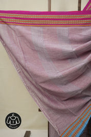 Mauve Plain Cotton Patteda Anchu Saree - SRMPAS291