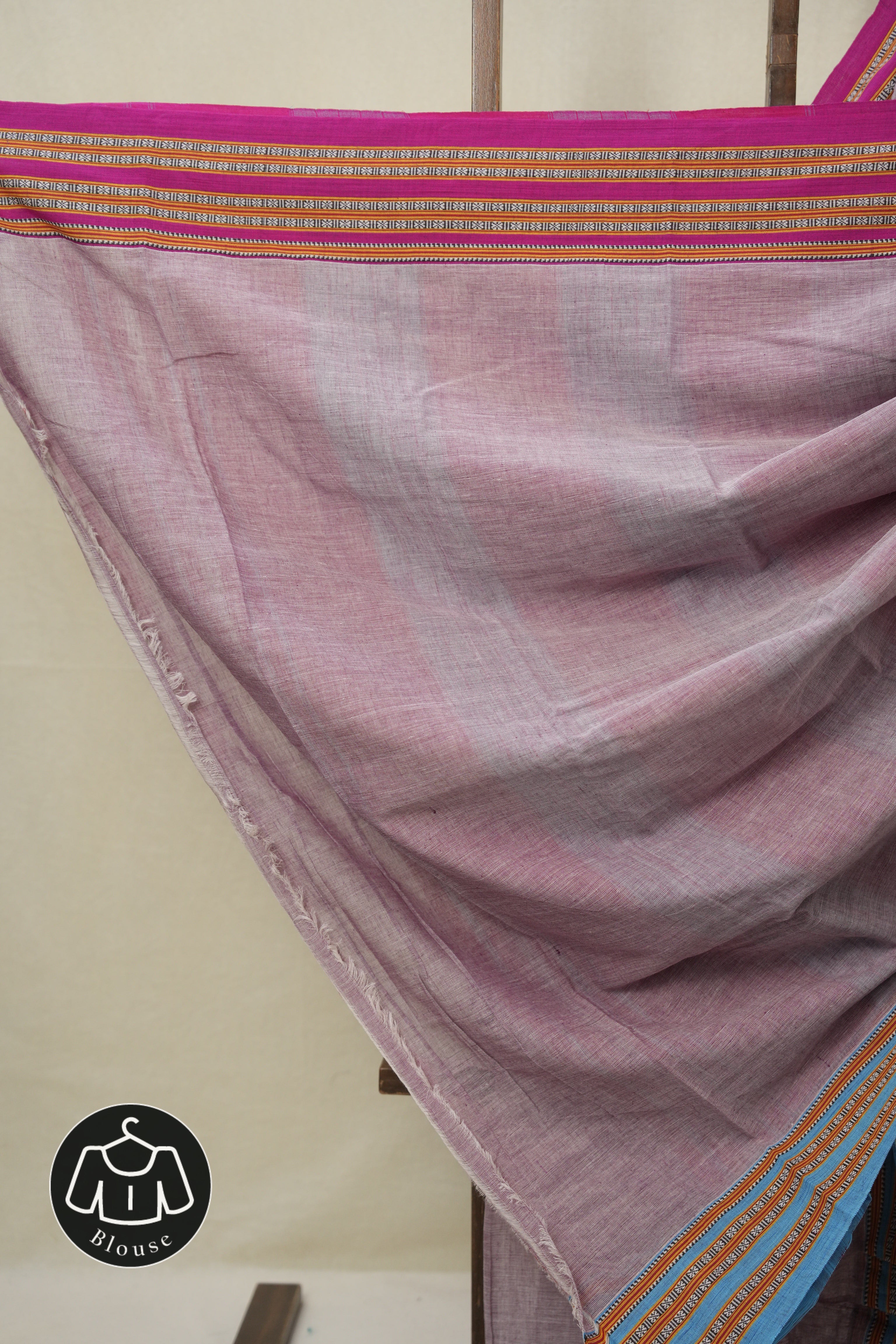 Mauve Plain Cotton Patteda Anchu Saree - SRMPAS291