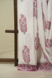 White HBP Cotton Saree - SRWCS3724