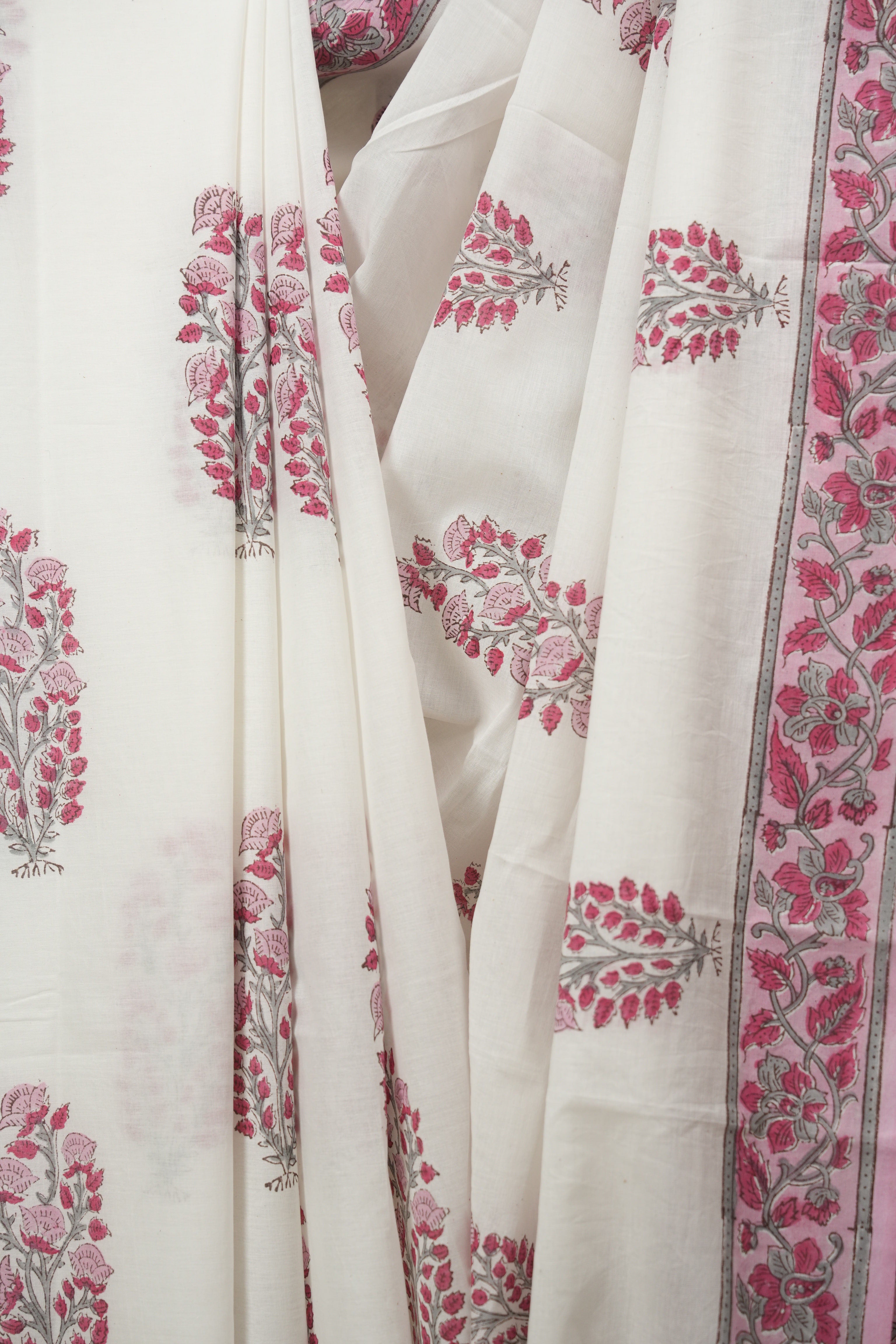 White HBP Cotton Saree - SRWCS3724