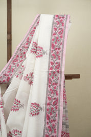 White HBP Cotton Saree - SRWCS3724