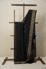 Black Cotton Paithani Saree - SRBCPS681