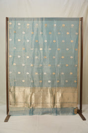 Aqua Blue Tissue Banarasi Silk Saree - SRABTBSS58