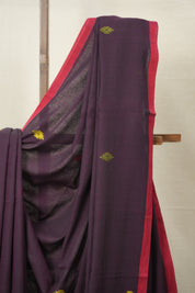 Magenta Black Cotton Jamdani Saree - SRMBCJS162