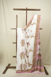 White HBP Cotton Saree - SRWCS3731