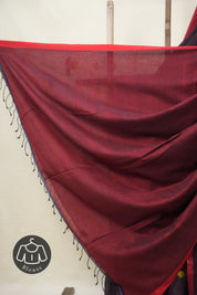 Magenta Black Cotton Jamdani Saree - SRMBCJS162