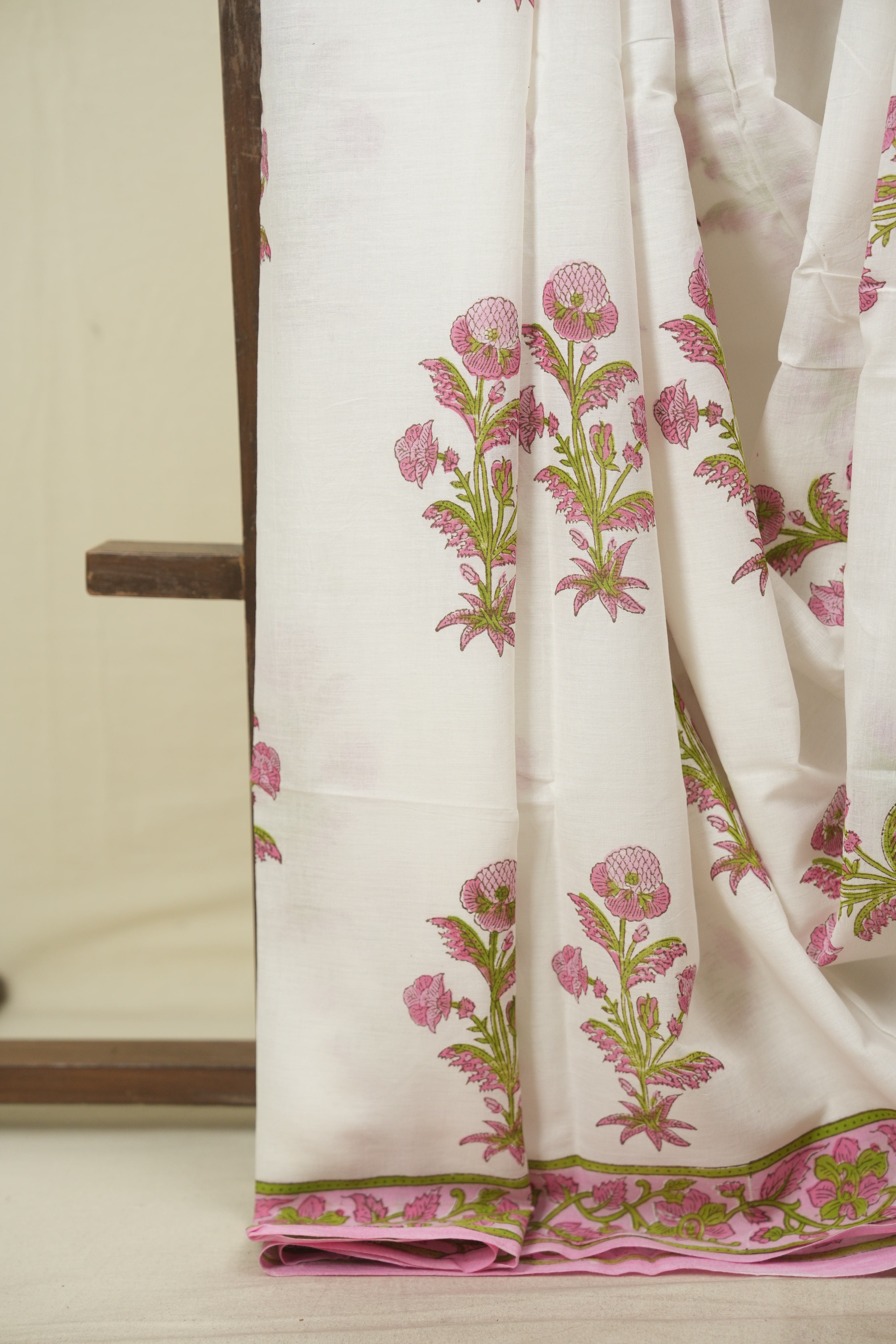 White HBP Cotton Saree - SRWCS3731