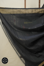 Black Cotton Paithani Saree - SRBCPS681