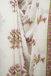 White HBP Cotton Saree - SRWCS3731