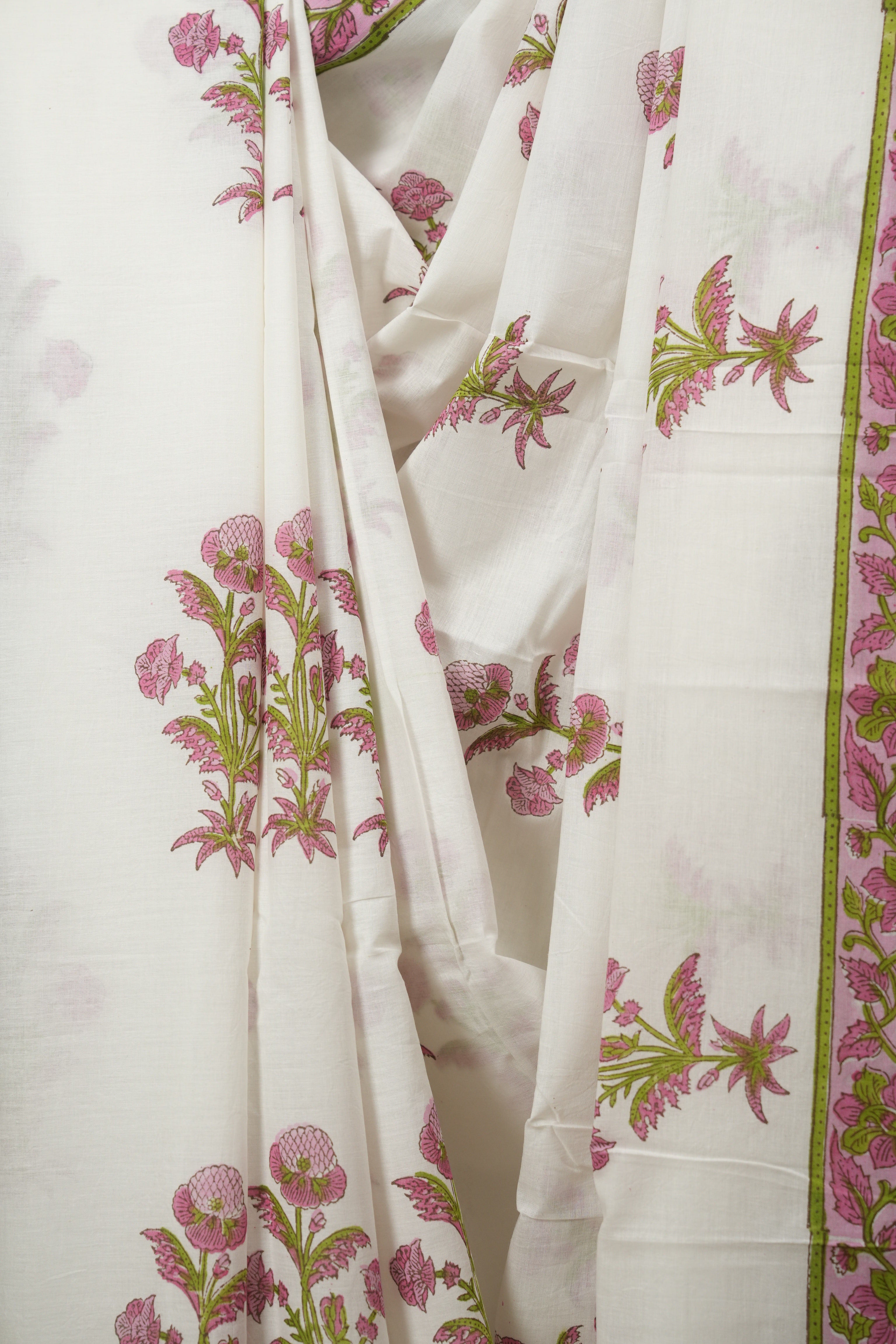White HBP Cotton Saree - SRWCS3731