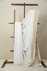 White Cotton Paithani Saree - SRWCPS683