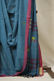Teal Blue Cotton Jamdani Saree - SRTBCJS161